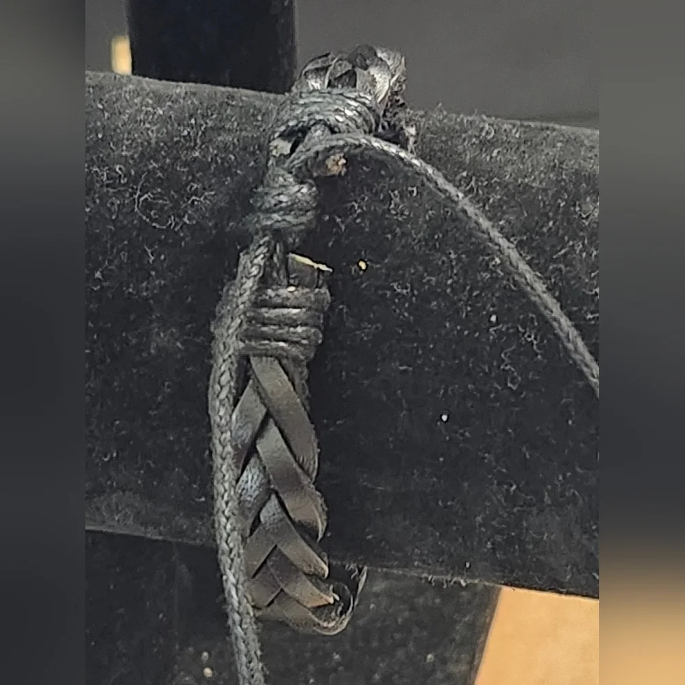 1pc Genuine Leather Black Braided Bracelet